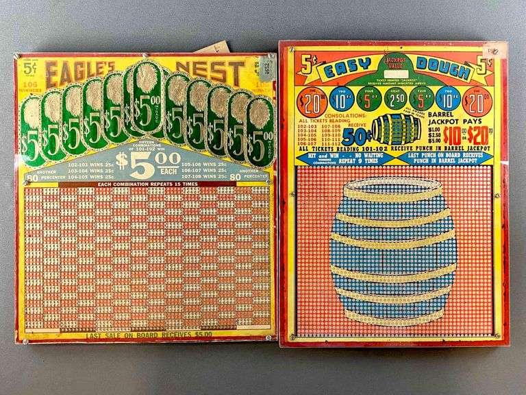 Group of 4 Vintage Gambling Game Punch Boards Matthew Bullock Auctioneers