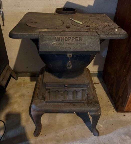 vintage whopper cast iron stove Matthew Bullock Auctioneers