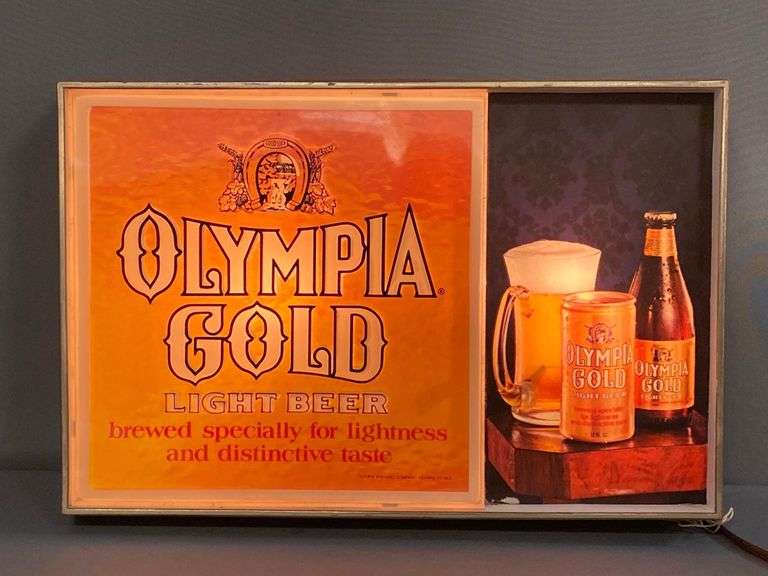 Olympia Gold Light Up Advertising Beer Sign Matthew Bullock Auctioneers