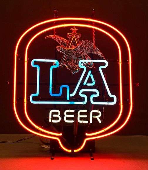 LA Beer LightUp Advertising Neon Beer Sign Matthew Bullock Auctioneers