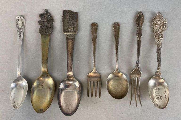 Group of 7 Sterling Silver Spoons and Forks Matthew Bullock Auctioneers