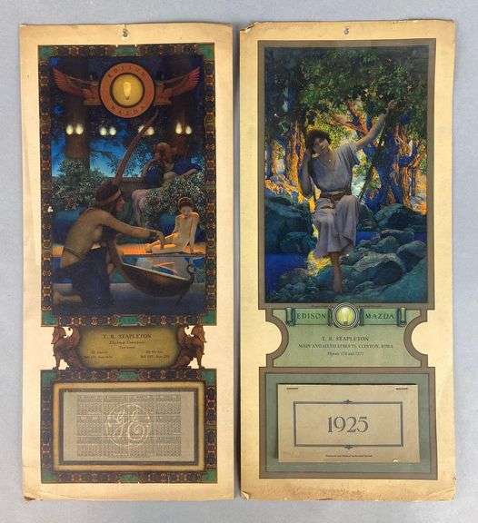 Maxfield Parrish Group of 2 Edison Mazda Illustrated Advertising