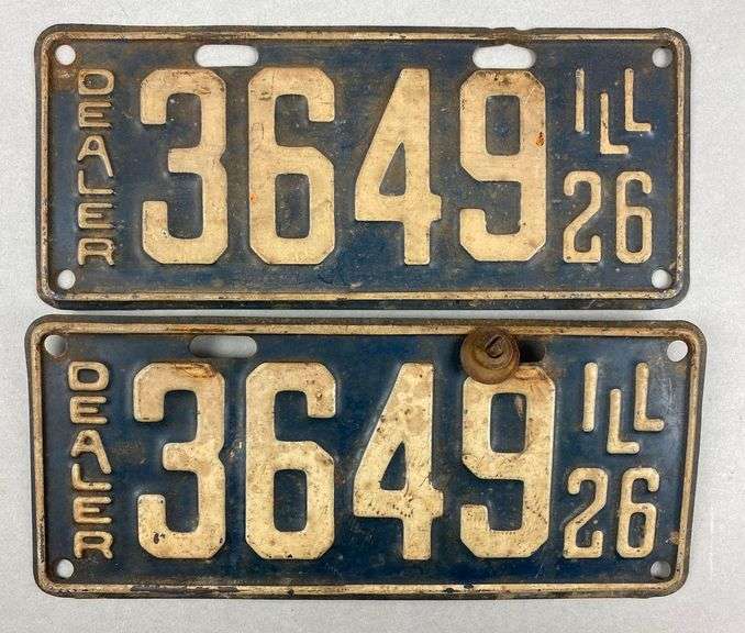 Pair of 1926 Illinois Dealer License Plates Matthew Bullock Auctioneers