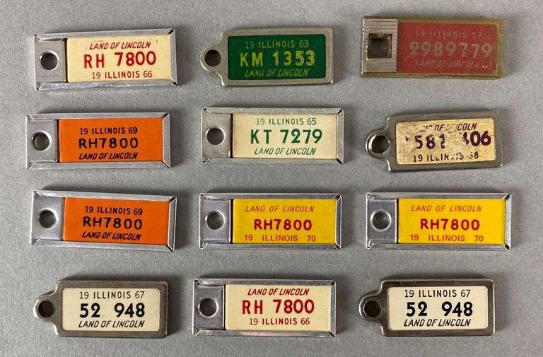 Group of 12 Mini License Plate Keychains Matthew Bullock Auctioneers