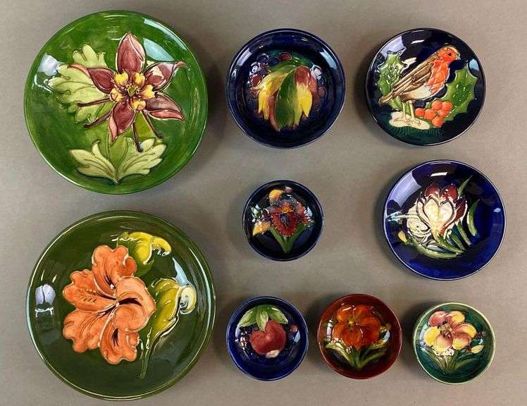 Group of 9 Moorcroft Bowls and Plates Matthew Bullock Auctioneers