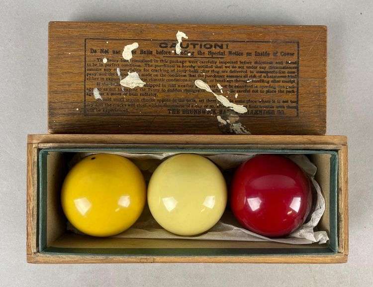 Group of 3 Vintage Brunswick Billiards Balls with Case Matthew
