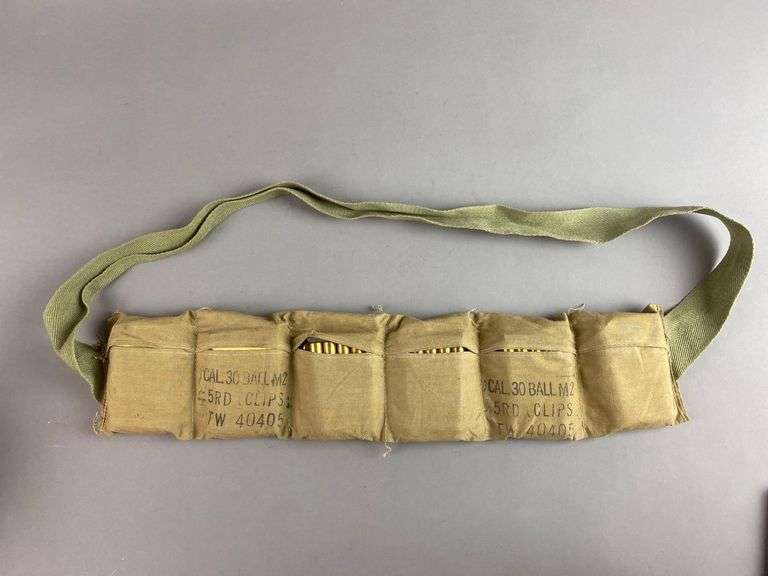 60 Rounds of Ammunition in WW2 Bandolier Matthew Bullock Auctioneers