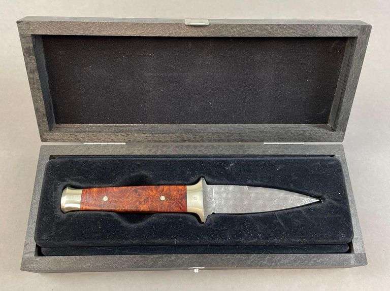 Boker Leo Damascus Boot Knife wit Sheath and Display Case Matthew