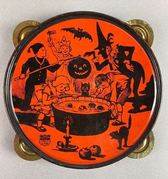 Vintage Halloween Tin Tambourine Matthew Bullock Auctioneers