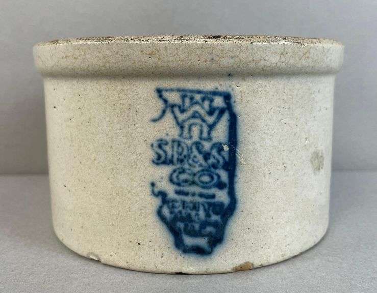 White Hall Illinois S.P. and S. Co. Stoneware Crock Matthew Bullock Auctioneers
