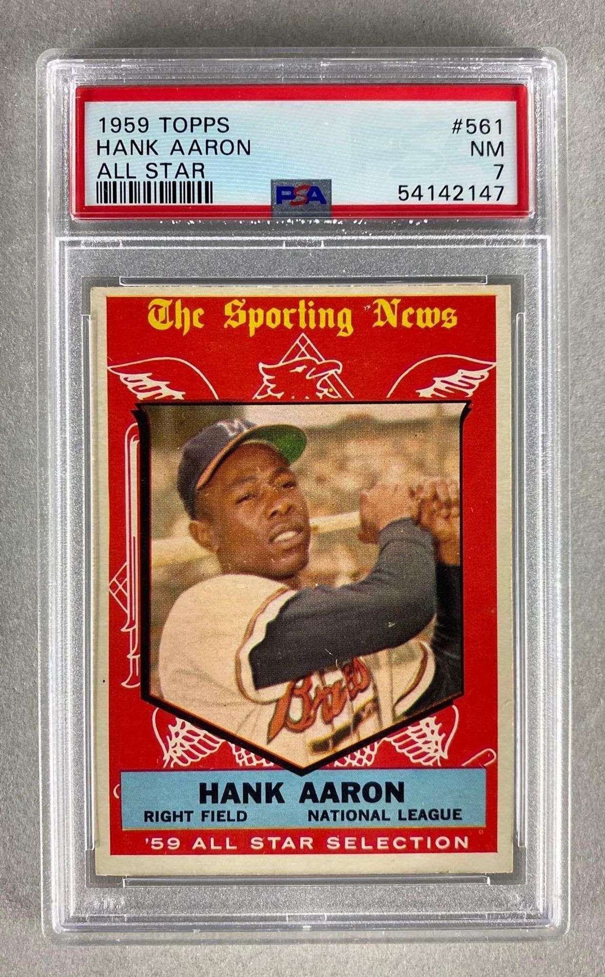 1959 Topps Hank Aaron All-Star #561 PSA 7 - Matthew Bullock Auctioneers