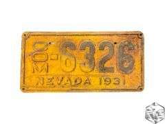 1931 NEVADA COMMERCIAL LICENSE PLATE