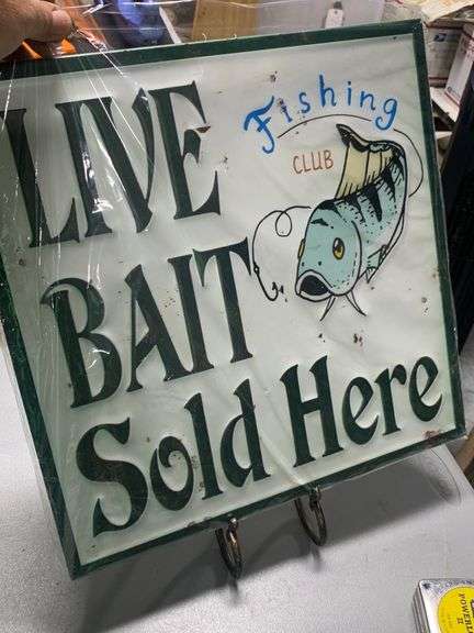 In the plastic ! Nice made Live Bait embossed heavy built sign