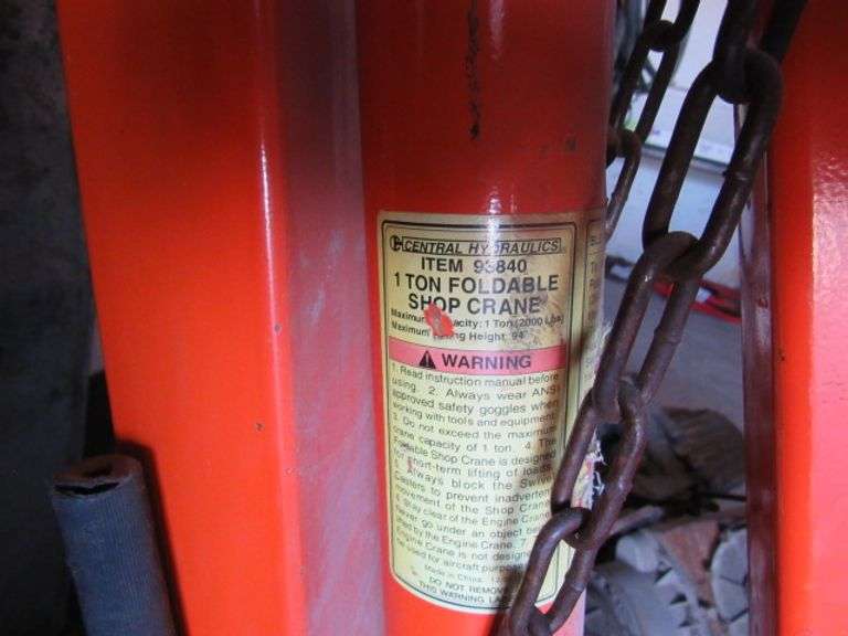 1 TON FOLDING ENGINE HOIST CHERRY PICKER McPherson Auction & Realty