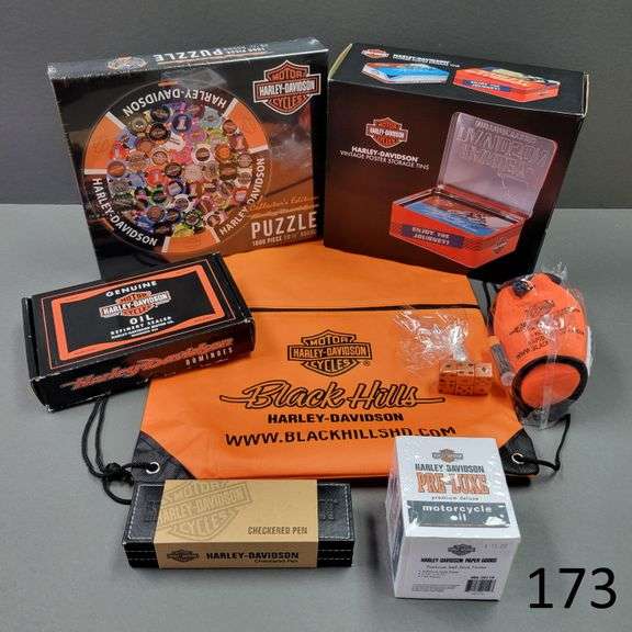Harley Davidson gift bag including; a Harley Davidson Dominoes Set