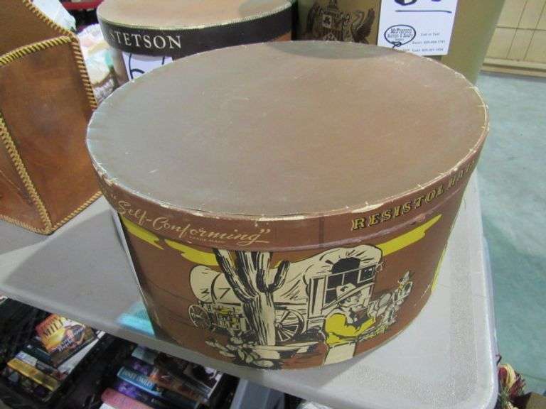 ANTIQUE RESISTOL HAT BOX McPherson Auction & Realty