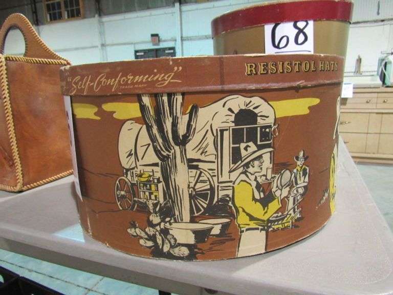 ANTIQUE RESISTOL HAT BOX McPherson Auction & Realty