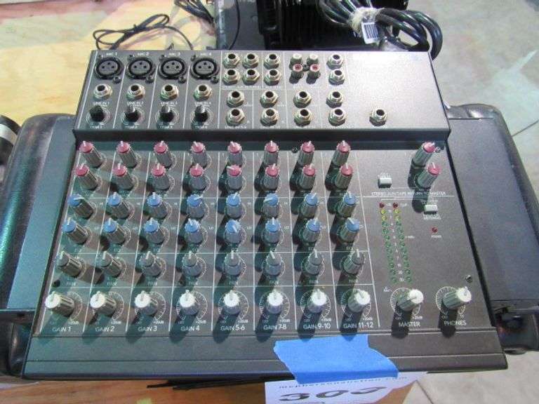 MACKIE 12 CHANNEL MIXER, PEAVEY RAPID EQUALIZER, CROWN TECH, ART