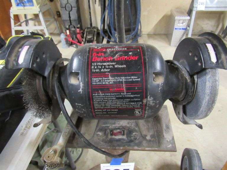 CRAFTSMAN 6" BENCH GRINDER ON STAND McPherson Auction & Realty