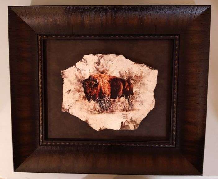 LOT 64Framed Art Bison by Blaine Dabb 2005 McPherson Auction & Realty