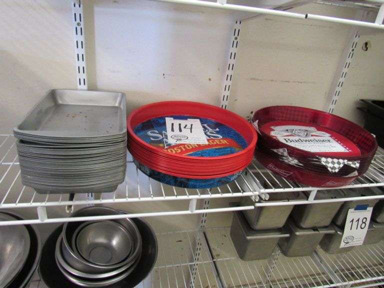 3 STACK OF SERVING TRAYS INCLUDES BUD & SAM ADAMS SERVING TRAYS