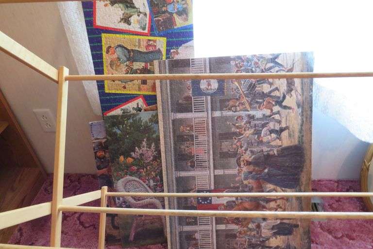 2 CLOTHES HANGERS,PUZZLES AND HALLOWEEN DECORATIONS McPherson Auction