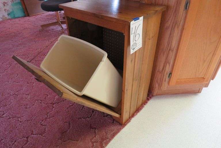 WOODEN GARBAGE CAN HOLDER McPherson Auction & Realty