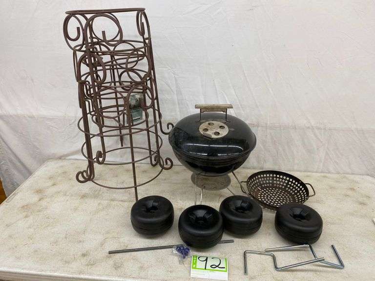 Charcoal Grill, Plant Stands, Grill Basket, Wheels Meagher Auctioneers