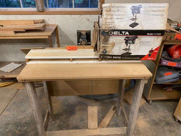 Delta Drill Press on Wood Stand Meagher Auctioneers