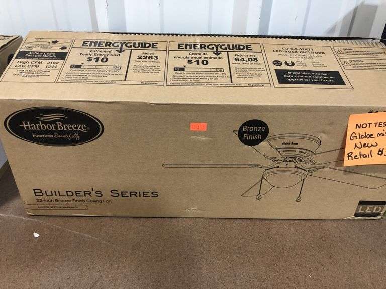 Harbor Breeze builders series ceiling fan missing globe 52 in