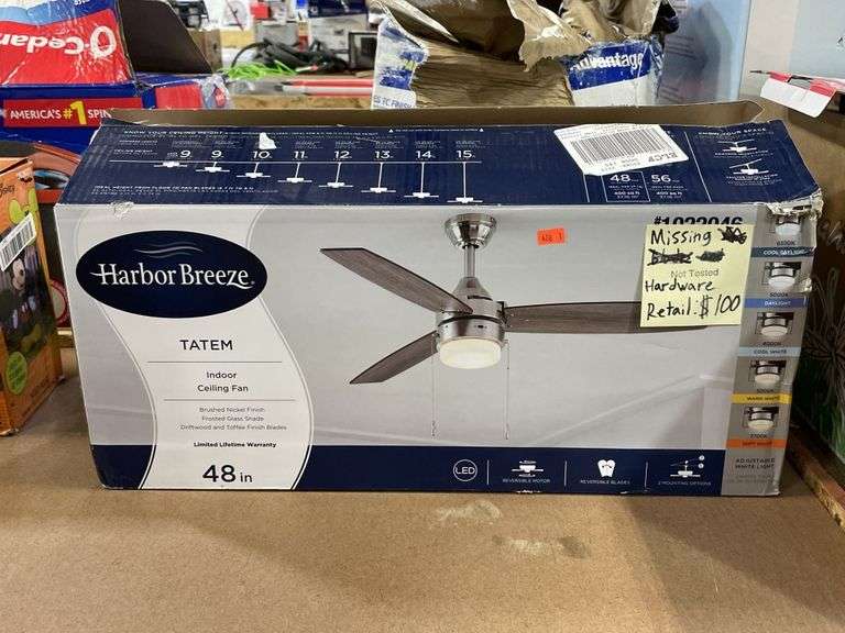 Harbor Breeze 48 Inch Indoor Ceiling Fan Missing hardware Metzger
