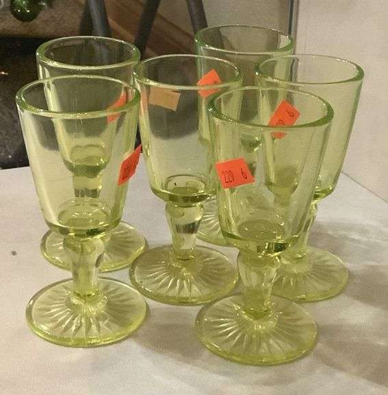 6 Vaseline Glass Goblets Metzger Property Services LLC