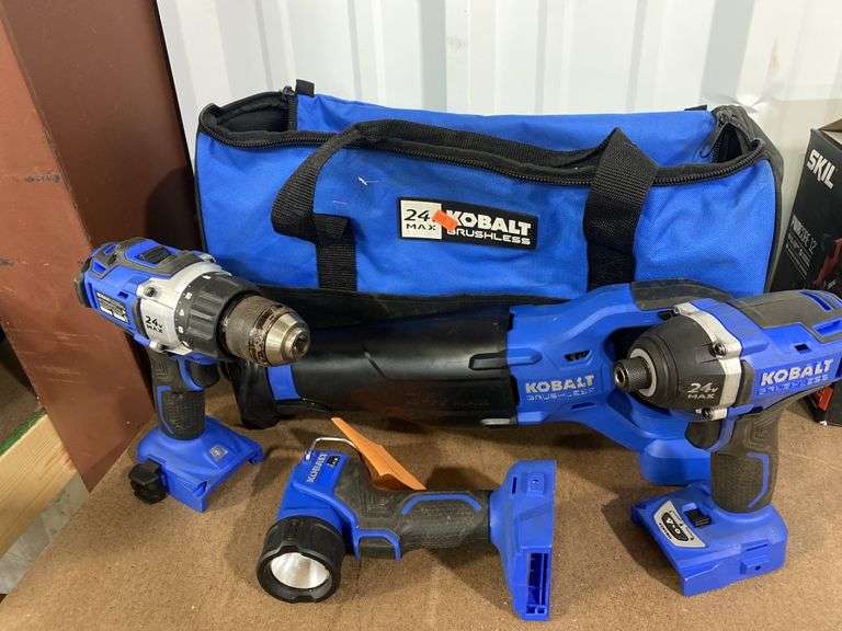 Kobalt 24v reciprocating saw, 1/2 in. Drill driver, LED worklight, 1/4