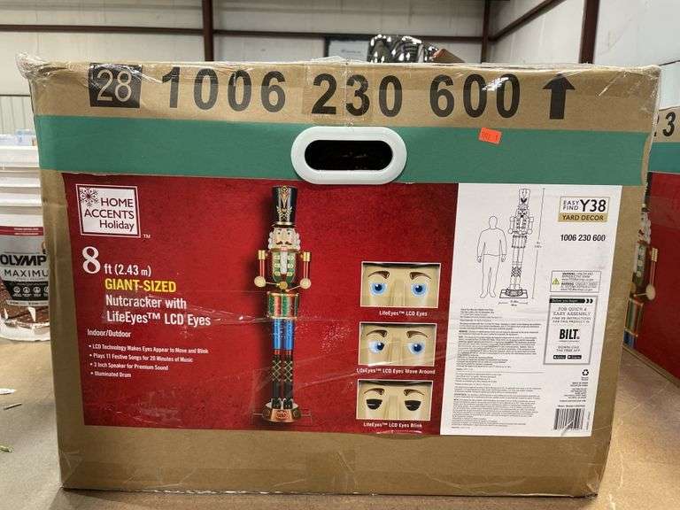8 ft Giant Nutcracker with LCD LifeEyes and Sound Yard Sculpture