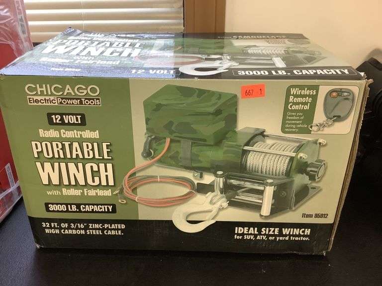 Chicago Electric Radio Controlled Portable Winch, 3000 lb. Capacity