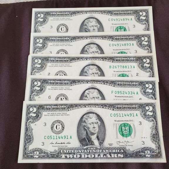 5 2 Dollar Bills, Non Sequential Metzger Property Services LLC