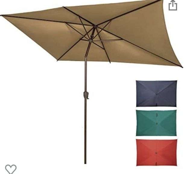 Ogrmar 6.5x10ft Patio Umbrella Rectangular Outdoor Table Umbrella with Crank & Push Button Tilt