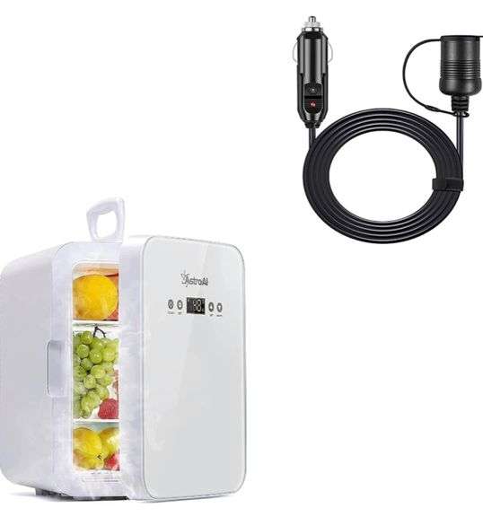 AstroAI Mini Fridge 10L with Digital Temperature Control and Cigarette Lighter Extension Cord