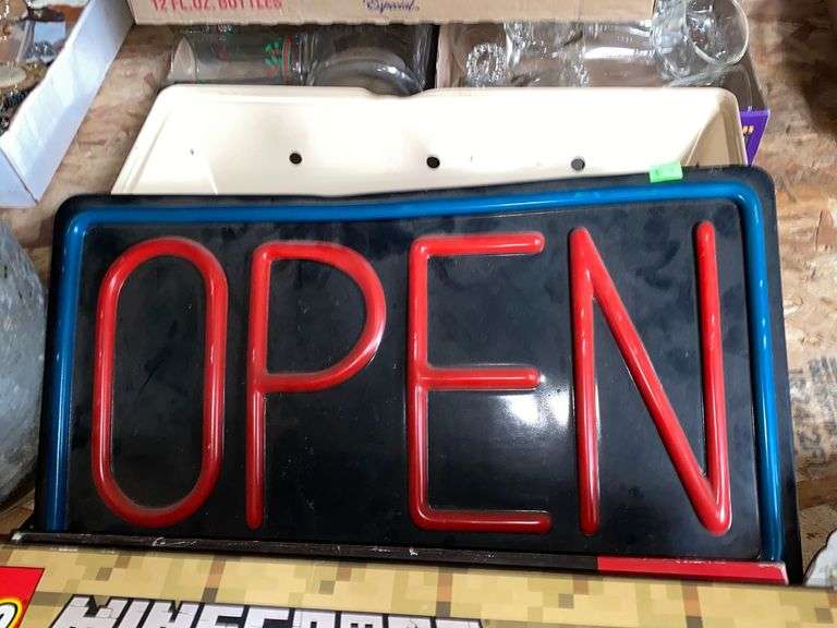 Security Container Open Sign Plastic light-up open sign 20x10 - Metzger Property Services LLC