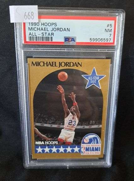Michael Jordan East All Star Card 1 1990 HOOPS MICHAEL JORDAN ALL-STAR BASKETBALL CARD - Metzger Property