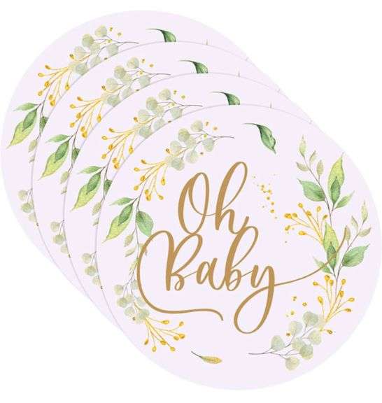 50 Pieces Disposable Paper Placemats Baby Shower Round Paper Place Mats