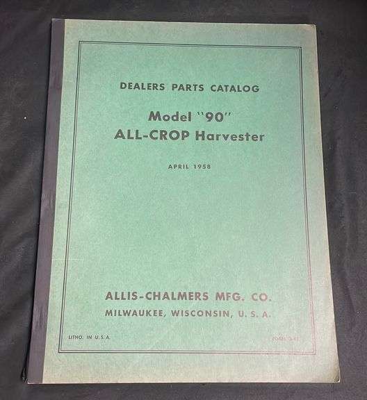 New Allis Chalmers Dealers Parts Catalog – B1, Big Ten, B10, B12 Tractors – Original Style Reprint