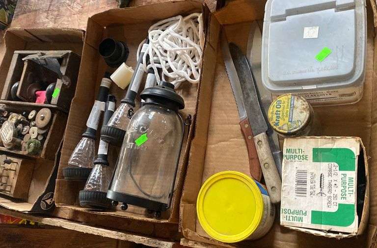 Yankee Candle candle holder, screws and hardware, Dremel attachments