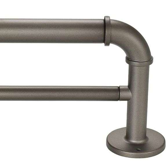 Iron Curtain Rod for Windows 66 to 120, Wrap Around Window Double