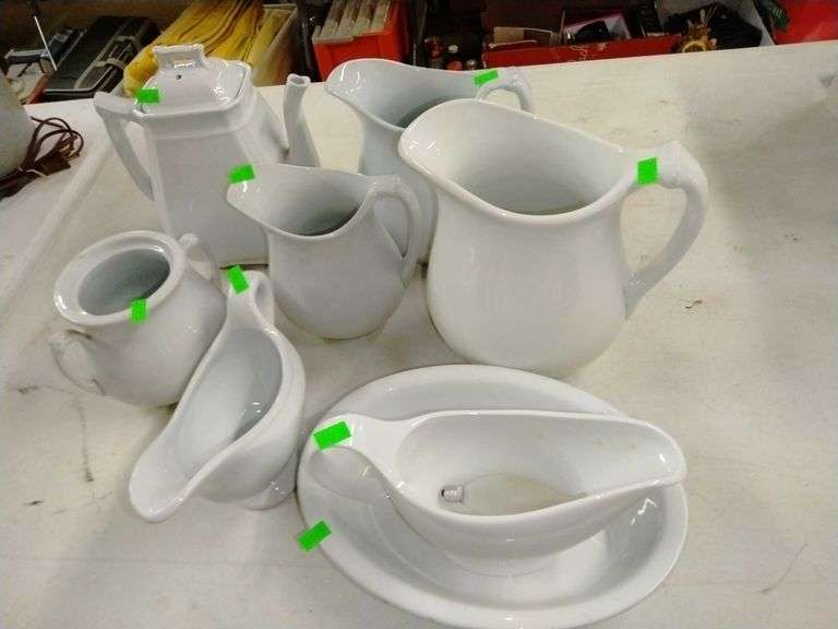 Ironstone assortment, pitchers and gravy boats Metzger Property