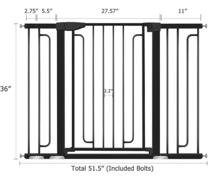 36" Extra Tall Baby Gate for Stairs, Yacul 29.93"51.5" Extra Wide Baby Gates with Door, Auto