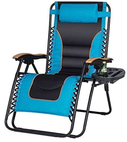 VOYSIGN Oversized Reclining Patio Chair, XL Padded Adjustable Zero