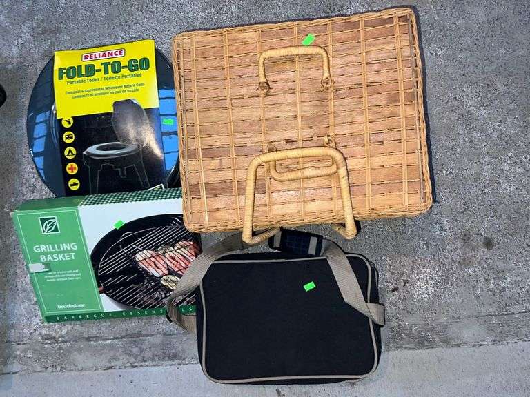 Thermal Picnic Basket with contents, Wicker Picnic Basket, Brookstone