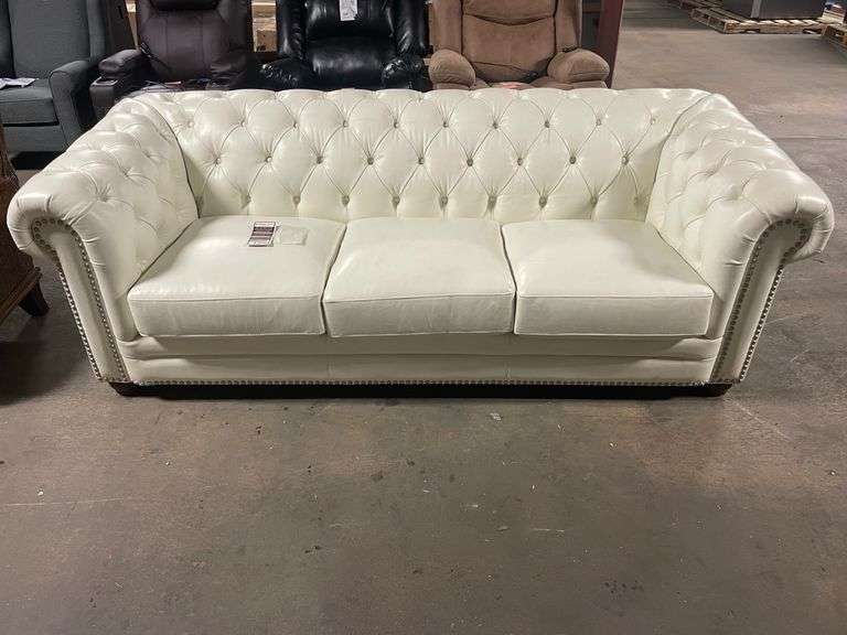 Leather couch 91”x31” (sm scuffs and scratches, cuts) Metzger