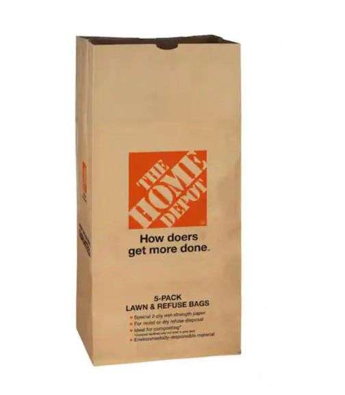(2) The Home Depot 30 Gal. Paper Lawn and Leaf Bags 5 Pack Metzger